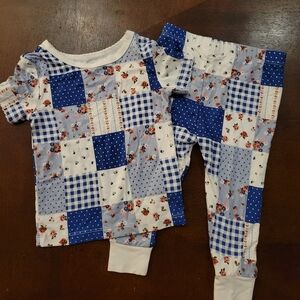Little Me Gingham Patchwork Bamboo Jammie Set 12M